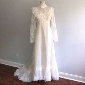 70s vintage victorian wedding gown